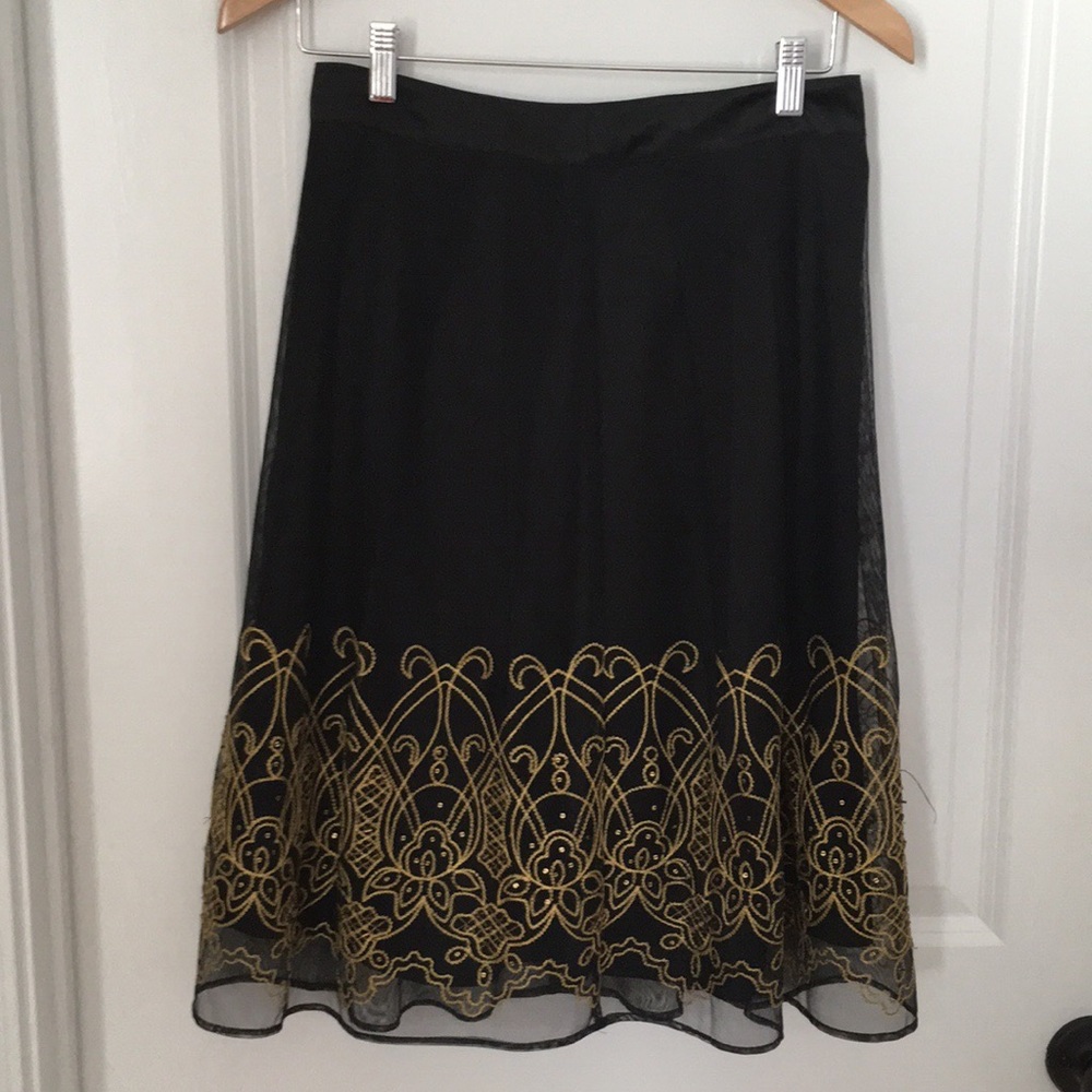 Apostrophe skirt and Stuart Weitzman Heels